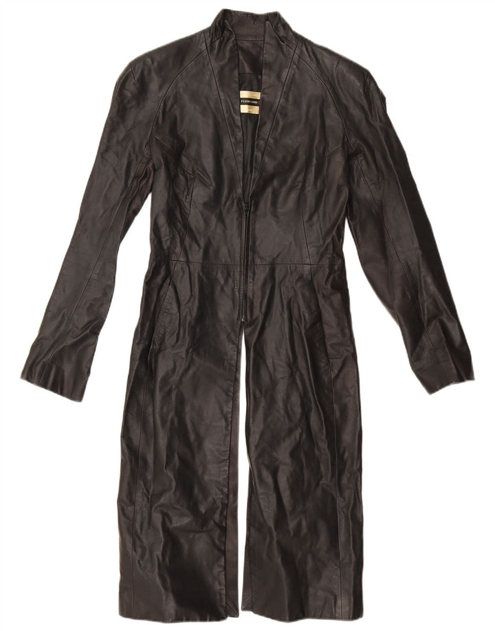 Plein Sud Dame Læderfrakke EU 38 Medium Sort Læder