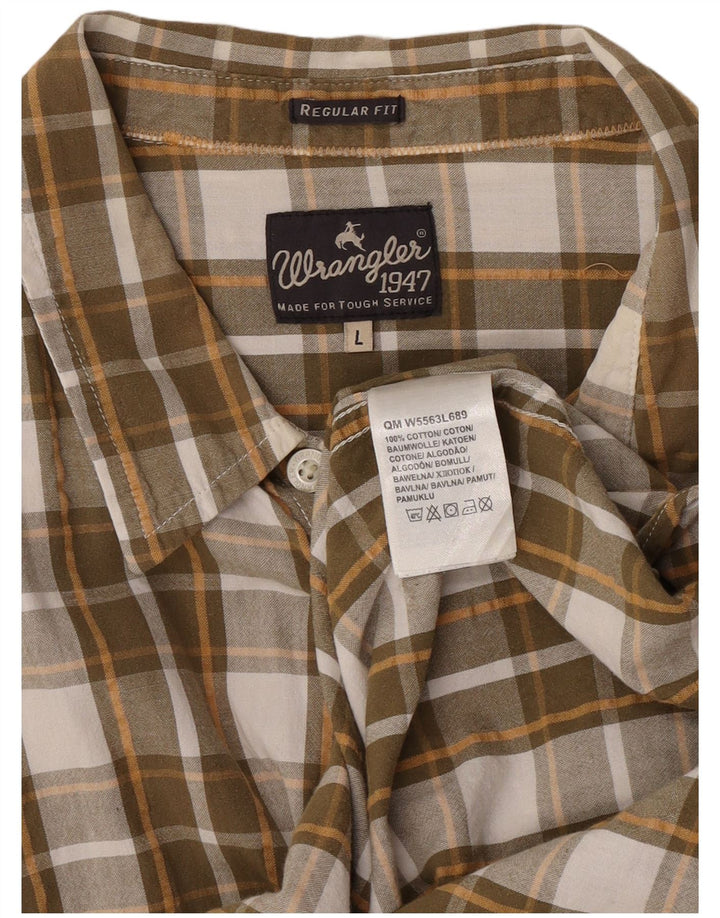 Wrangler kortærmet herreskjorte med normal pasform Stor brun ternet bomuld