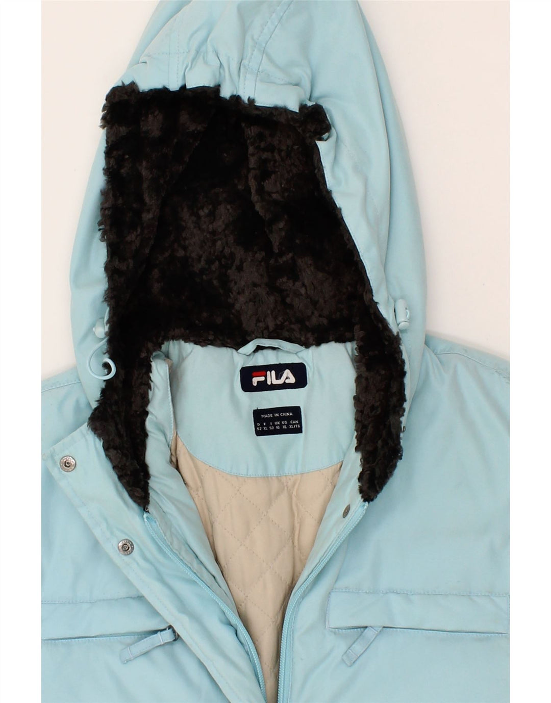 TOMMY HILFIGER Womens Hooded Padded Jacket UK 16 Large  Blue Polyester Vintage Tommy Hilfiger and Second-Hand Tommy Hilfiger from Messina Hembry 