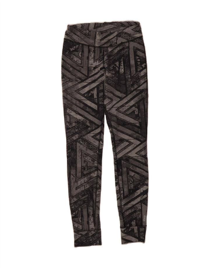 REEBOK Womens Graphic Leggings UK 4/6 XS  Grey Geometric Polyester Vintage Reebok and Second-Hand Reebok from Messina Hembry 