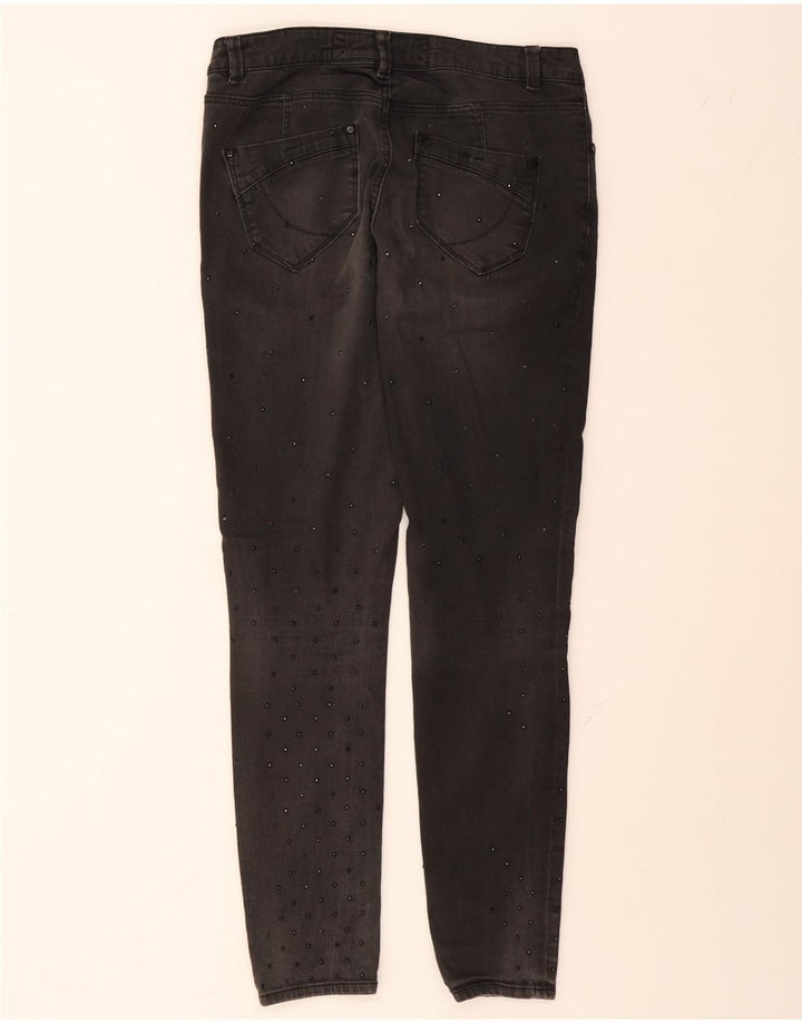 KAREN MILLEN Womens Distressed Slim Jeans UK 12 Medium W30 L29 Black Vintage Karen Millen and Second-Hand Karen Millen from Messina Hembry 