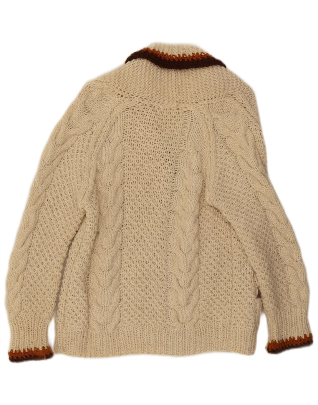 Vintage dame cardigan sweater UK 14 Medium Off White Colourblock