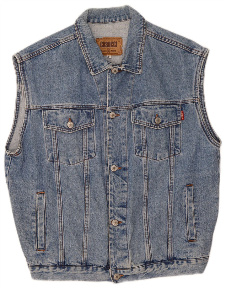 CASUCCI Mens Denim Gilet UK 42 XL Blue Cotton