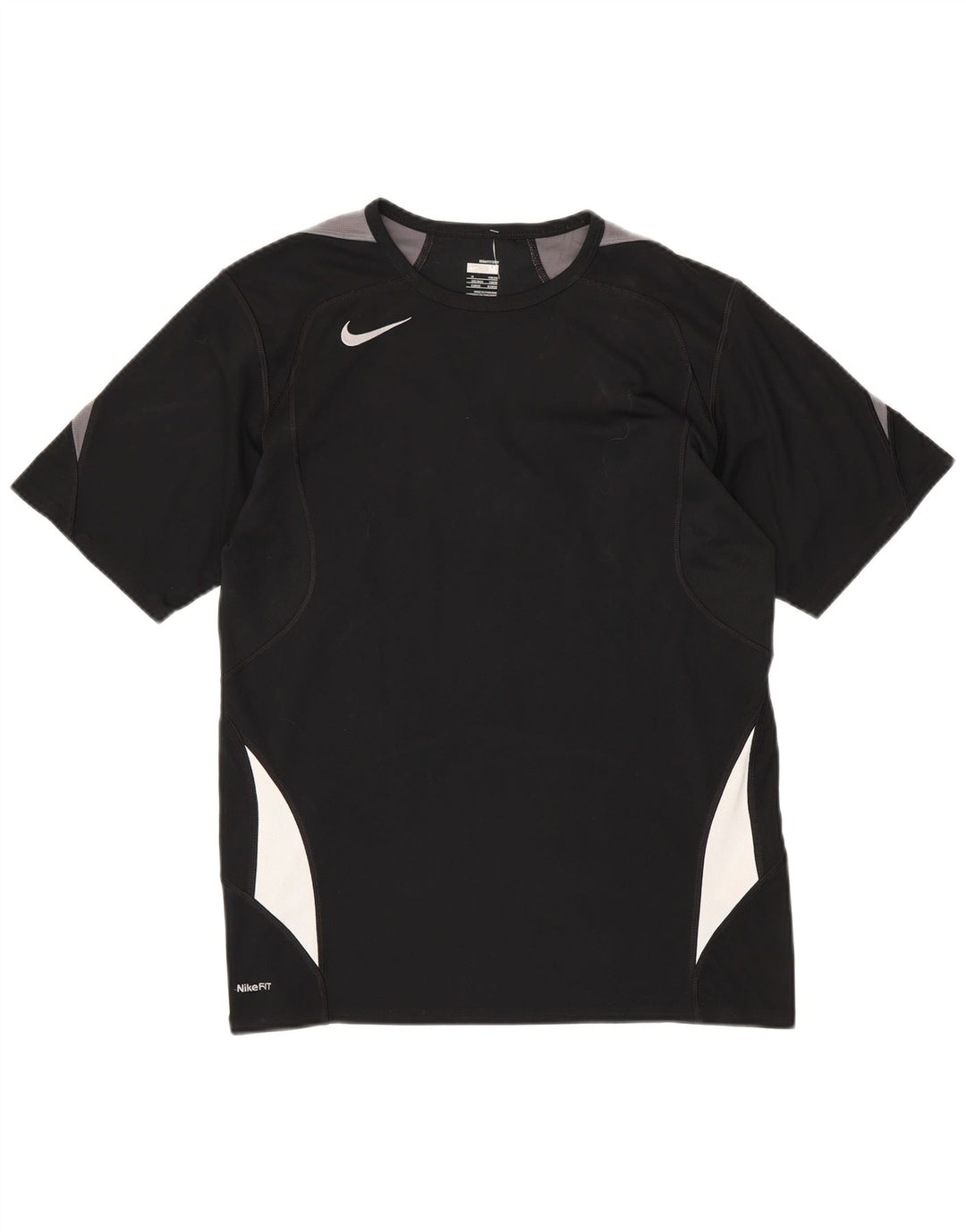 NIKE Herre Fit Dry T-Shirt Top UK 39/41 Medium Black Colourblock Polyester