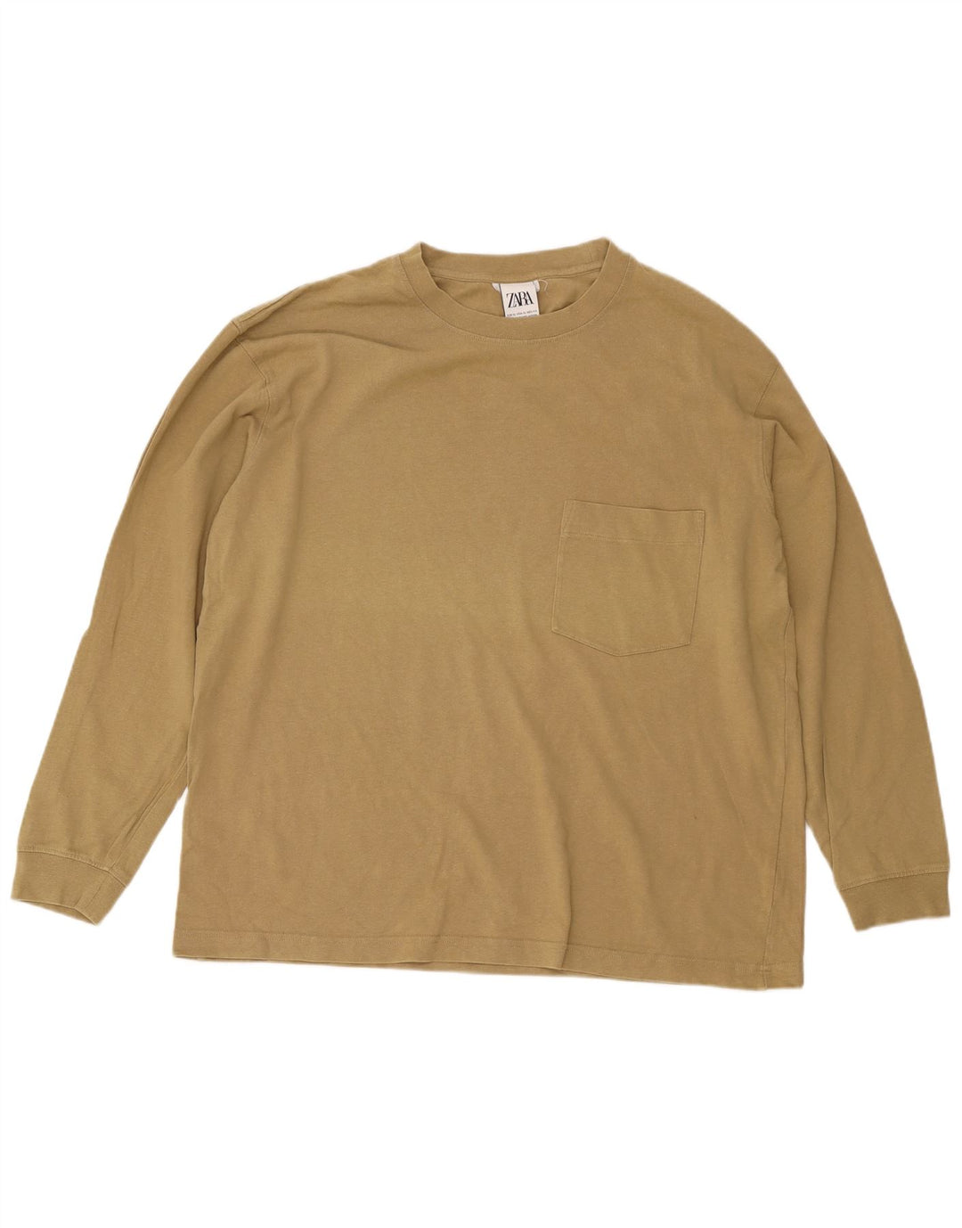 Zara Herre Top Langærmet XL Beige Bomuld