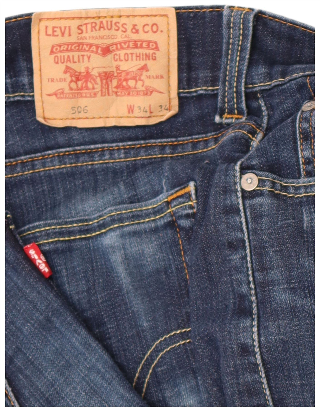 Levi's Womens 506 Straight Jeans med standard pasform W34 L34 Blå