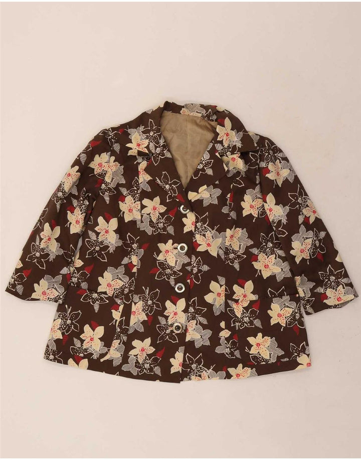 Vintage dame 3/4 ærmer 4 knap 2 stk sæt UK 12 medium brun blomster