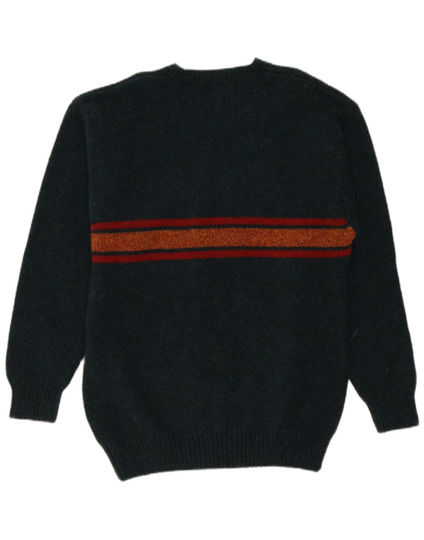 Vintage herre V-hals sweater stor grøn stribet uld