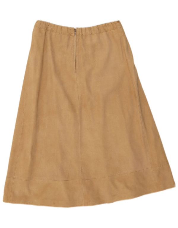 Vintage ruskindsnederdel til kvinder W30 mellembeige læder