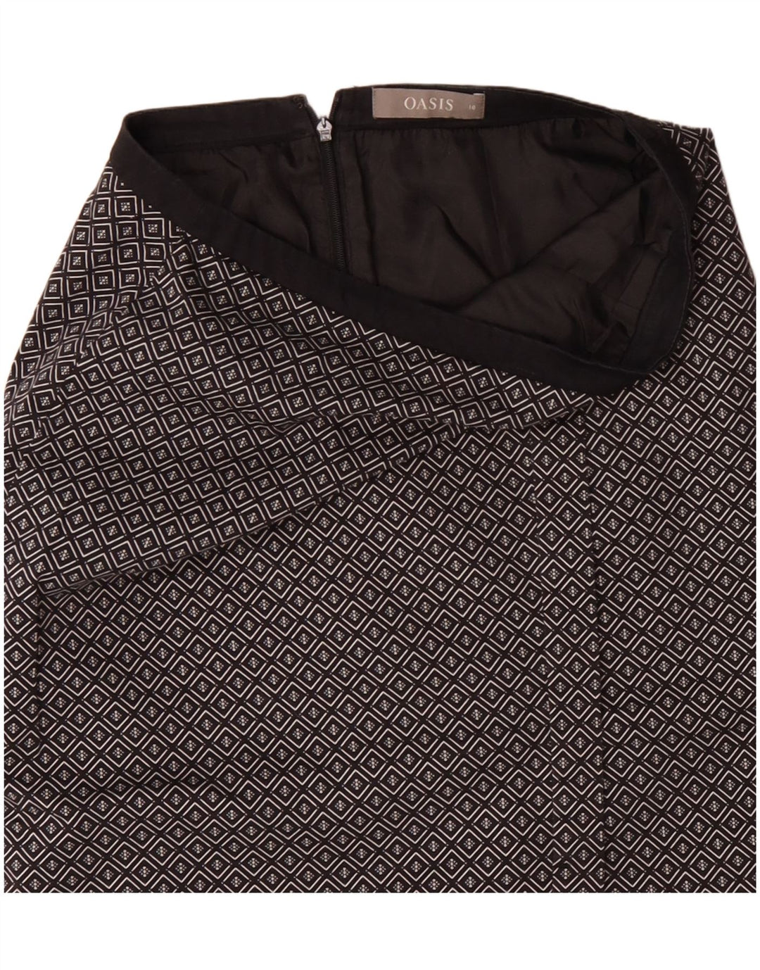Oasis Dame Midi Nederdel UK 10 Small W29 Sort Geometrisk