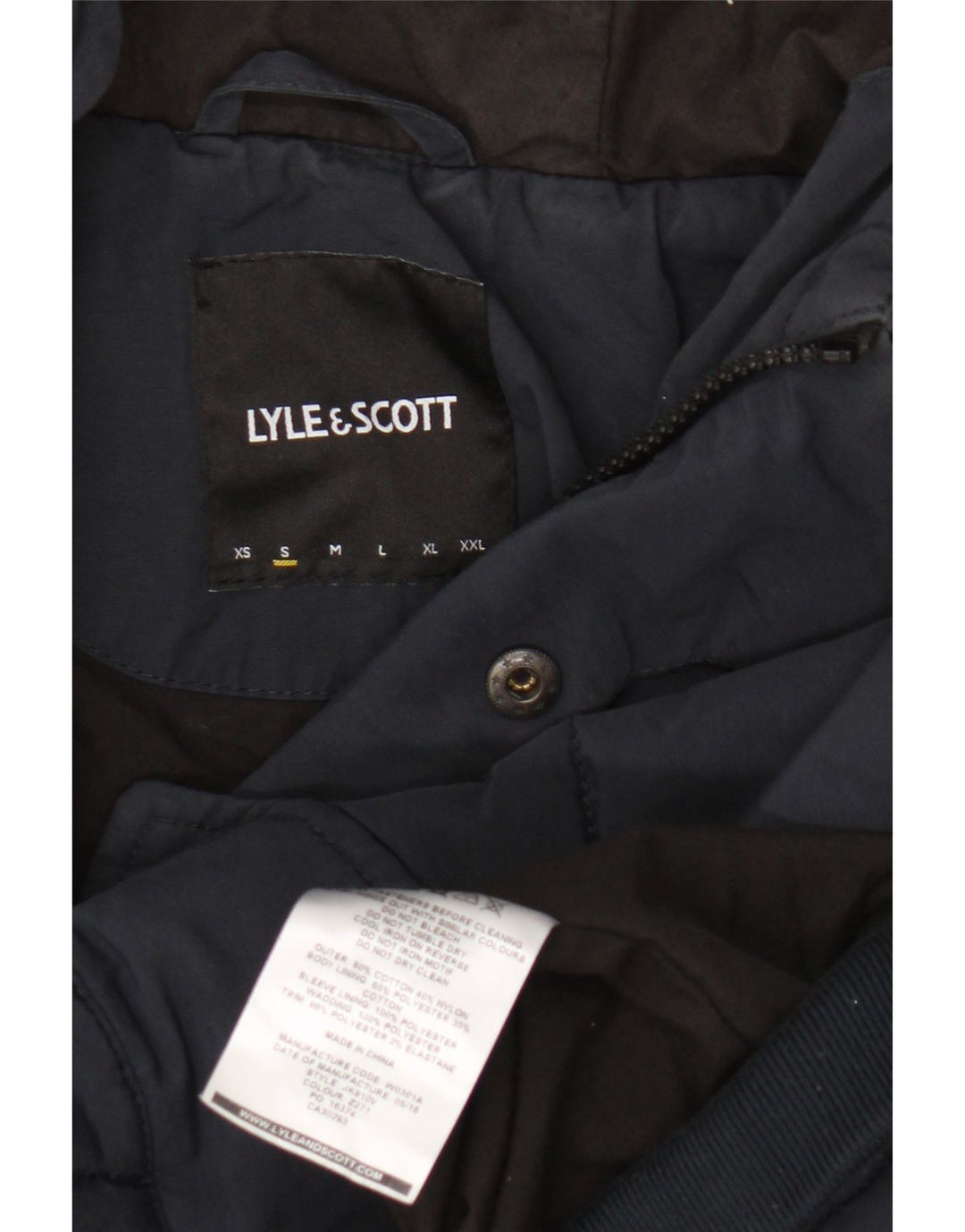 Lyle & Scott Herre hættepolstret jakke UK 36 Lille marineblå bomuld