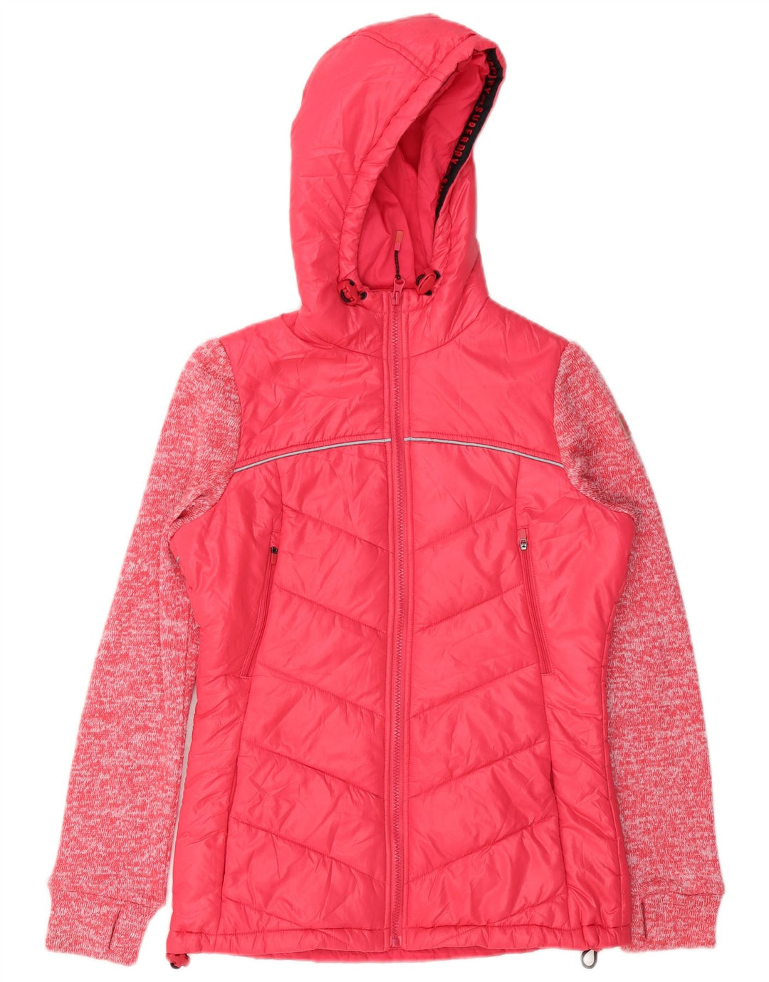 Superdry Polstret hættejakke til kvinder UK 8 Small Pink Flecked Polyester