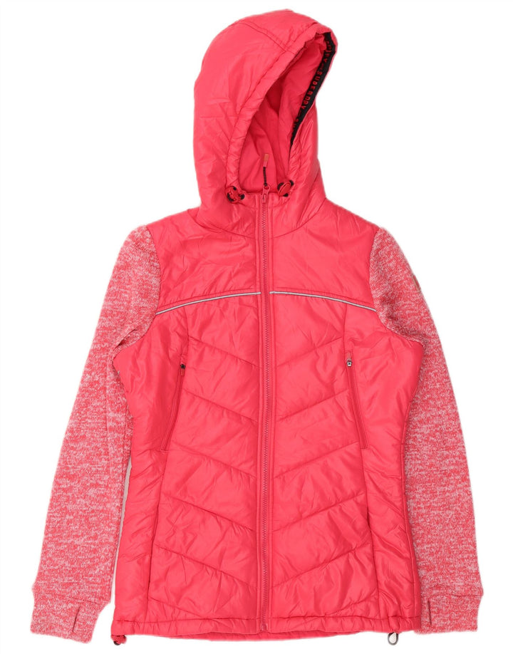 Superdry Polstret hættejakke til kvinder UK 8 Small Pink Flecked Polyester