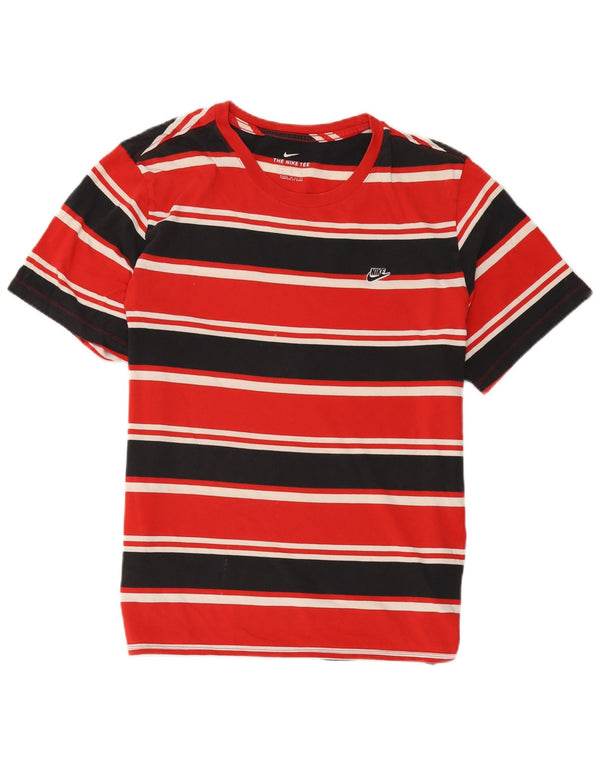 Nike Womens T-Shirt Top UK 18 XL Red Striped Cotton