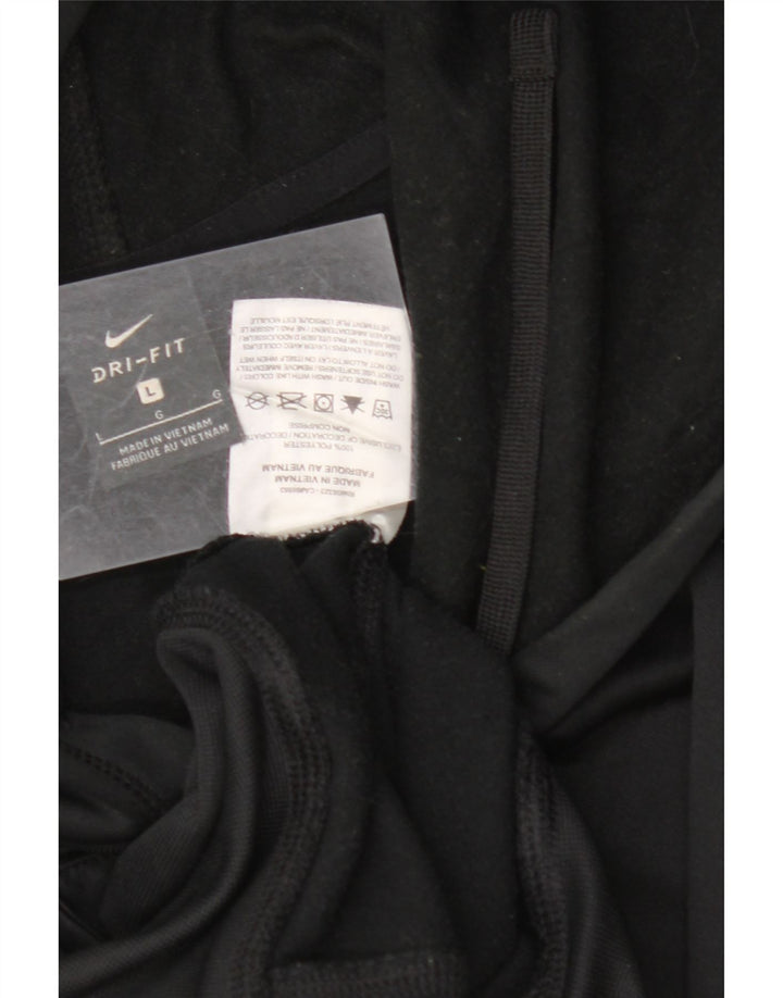 NIKE Herre Dri Fit grafisk hættetrøje Jumper Stor sort polyester