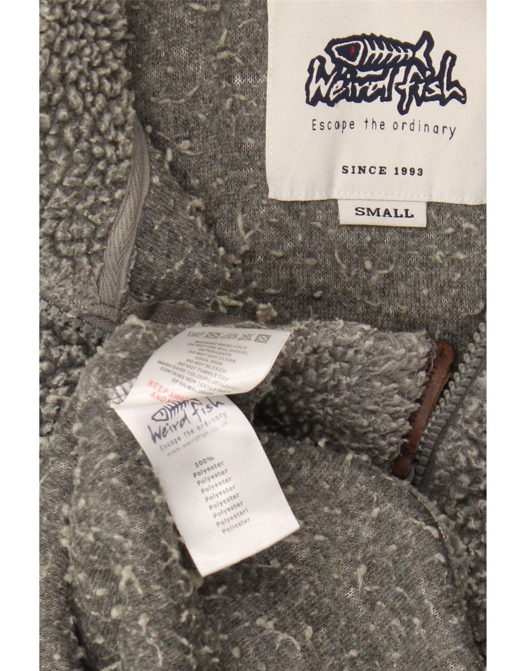 Weird Fish Herre lynlås hals Fleece Jumper lille grå polyester