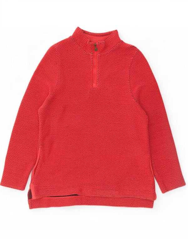 Weird Fish Dame Zip Neck Sweatshirt Jumper UK 18 XL Rød Bomuld