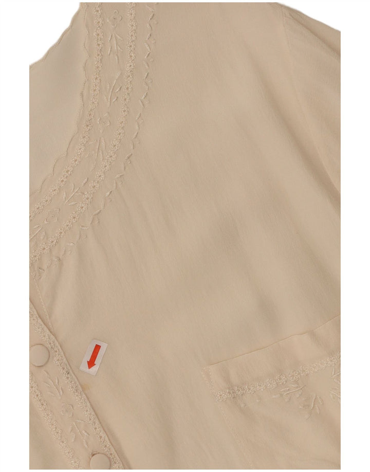 VINTAGE Damebluse Top UK 16 Large Off White Silke