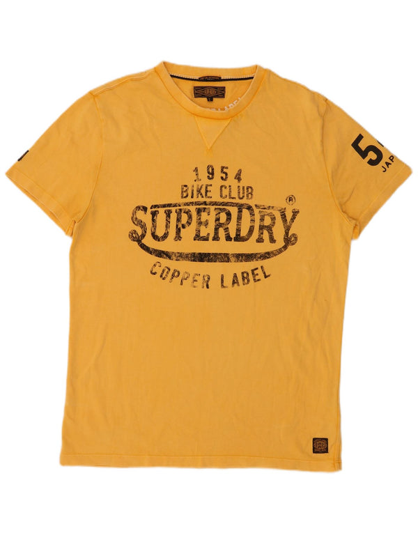 SUPERDRY Herre grafisk T-shirt top XL gul bomuld