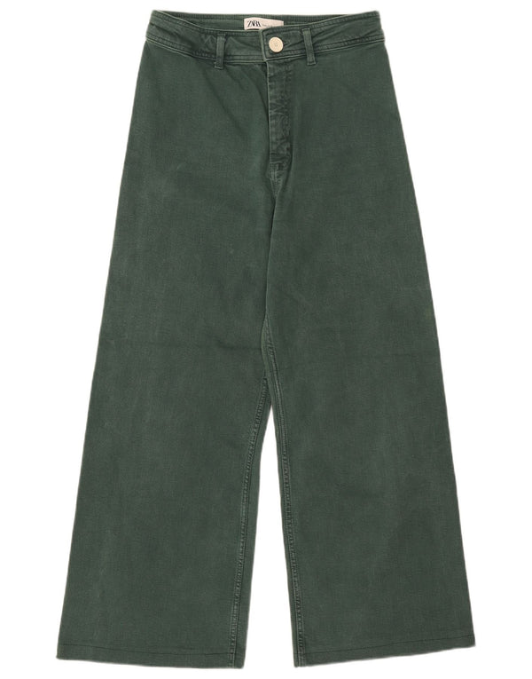 Zara Womens High Rise Wide Leg Jeans EU 42 Large W32 L28 Green