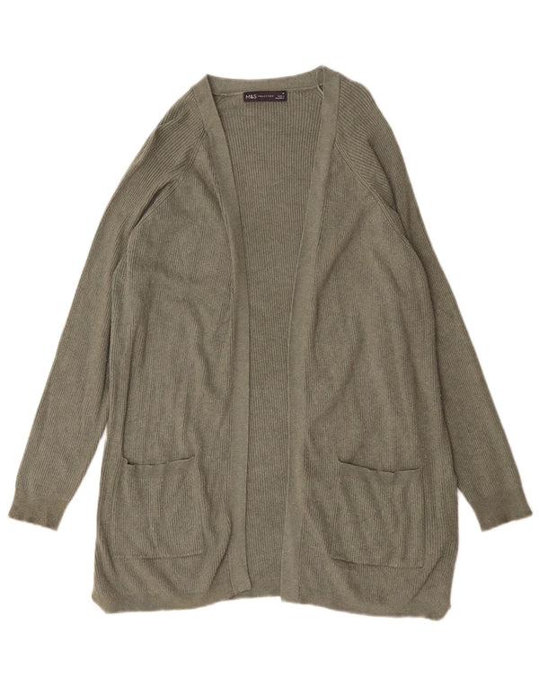 Marks & Spencer Womens Open Cardigan Sweater UK 14 Medium Green Viscose