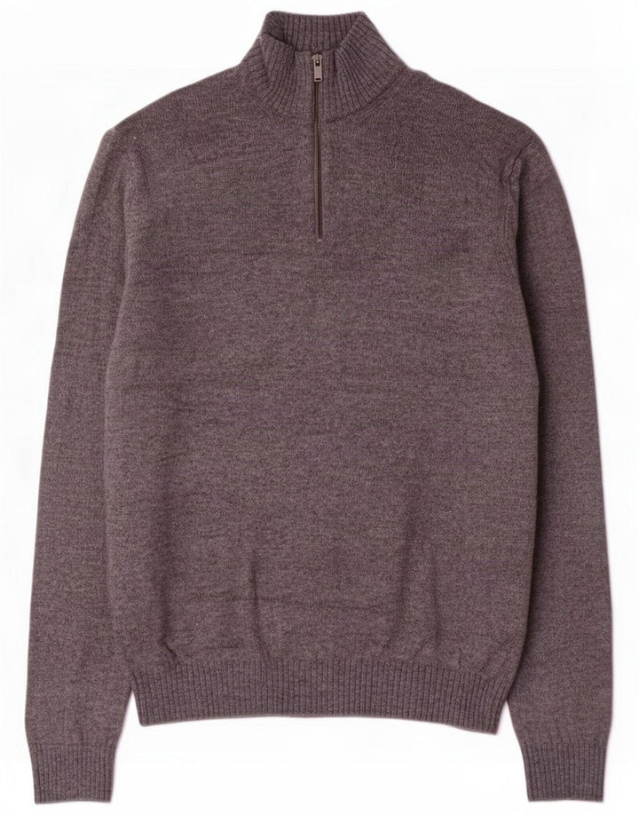 Marks & Spencer Herre sweater med lynlåshals 2XL Grå lammeuld