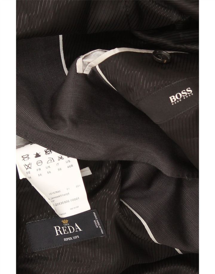 Hugo Boss Herre 2-knaps blazerjakke EU 56 3XL Grå Virgin Wool