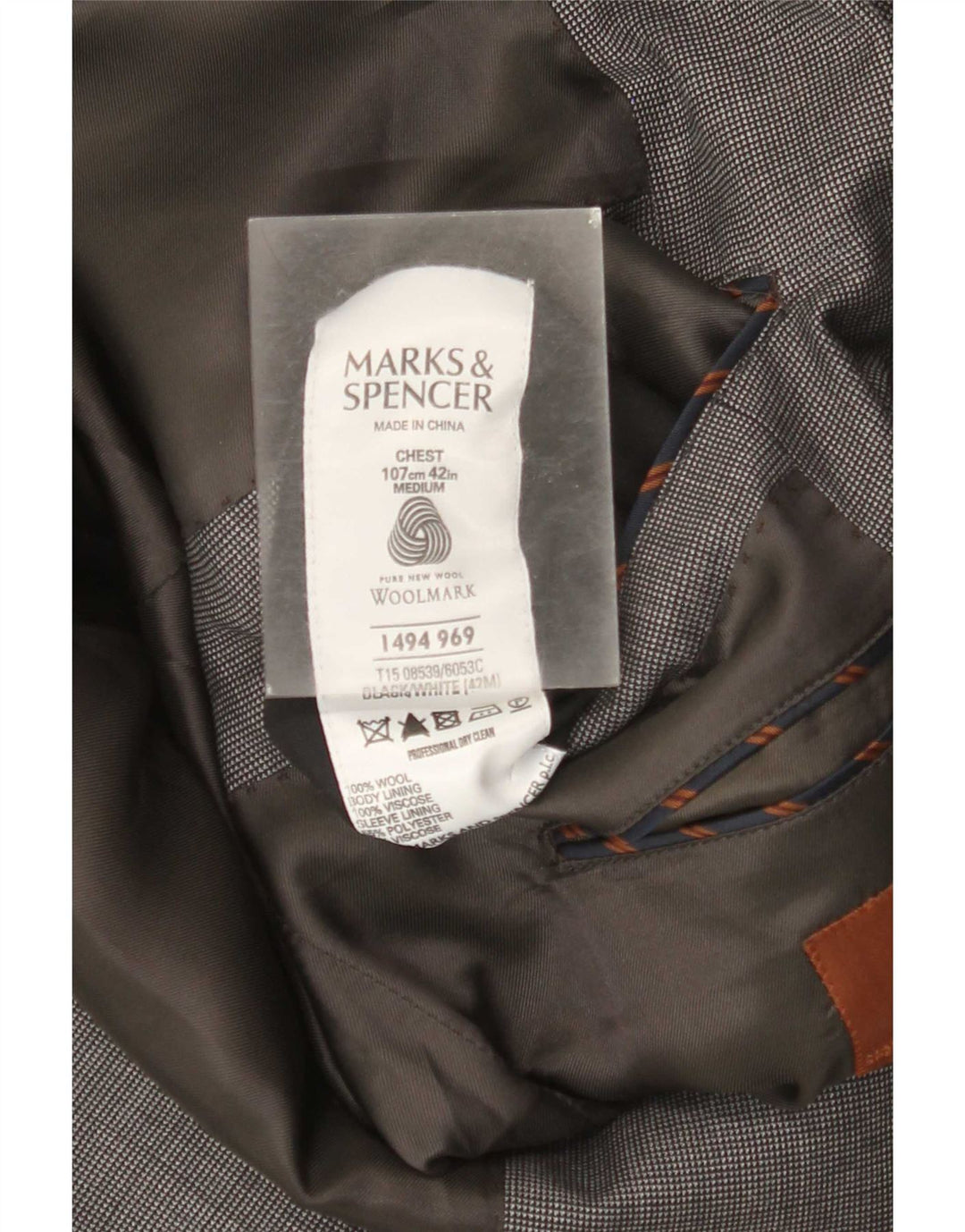 Marks & Spencer Herre 2-knaps blazerjakke UK 42 Stor grå uld