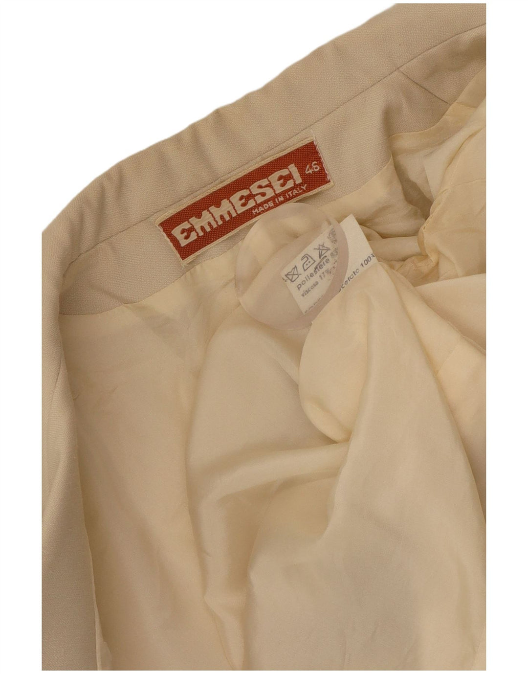 Vintage Dame Dobbeltradet Blazer Jacket IT 46 Stor Beige Polyester