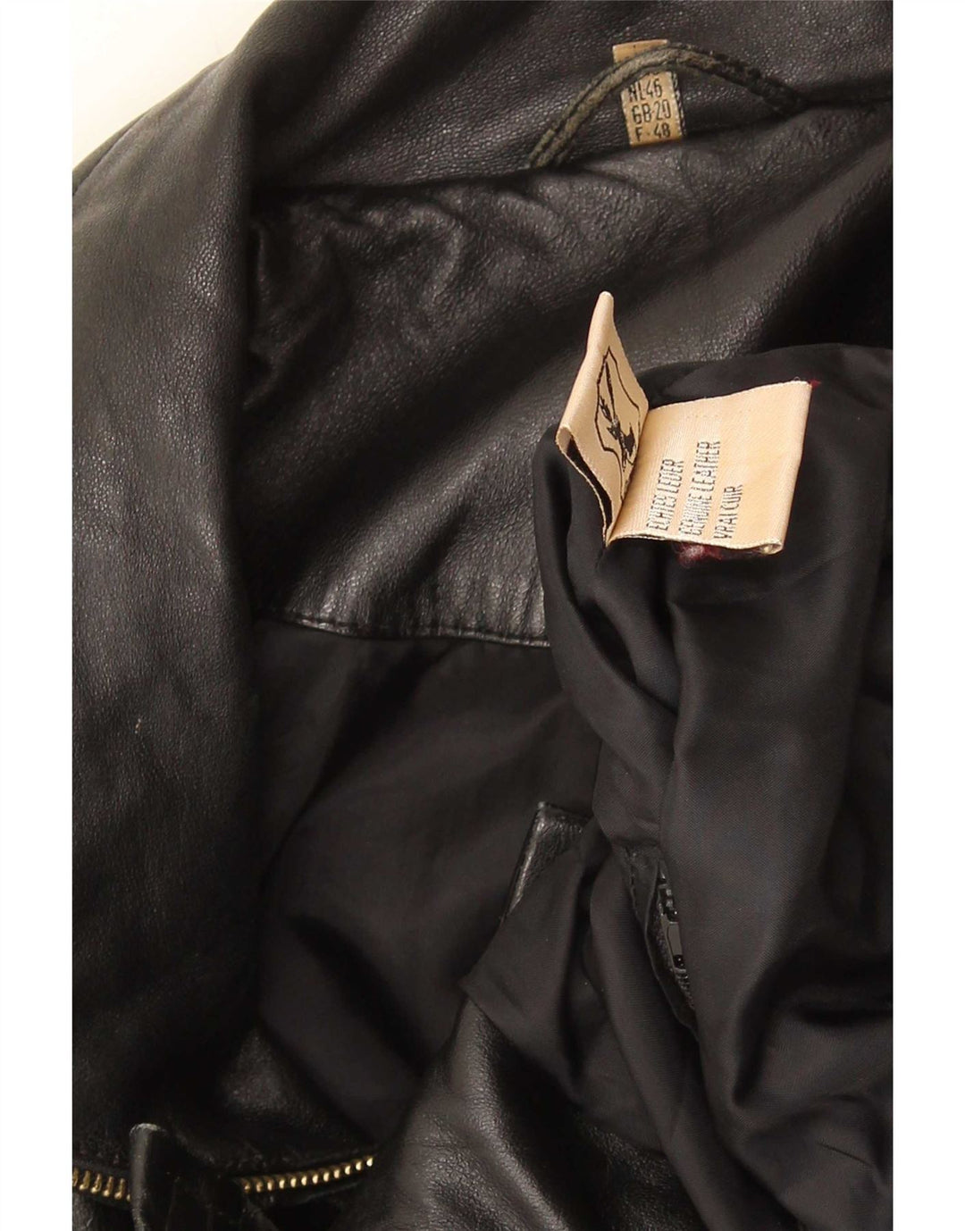 Vintage Dame Oversized Læderfrakke UK 20 2XL Sort