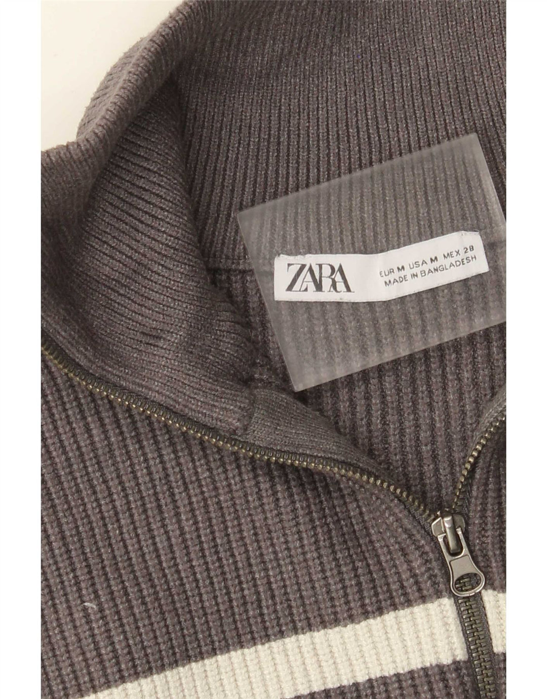 Zara Dame Vest Tank Top UK 14 Medium Grå Stribet