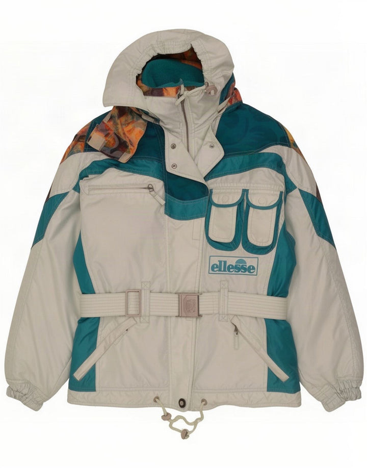 Ellesse Dame Hætte Skijakke IT 42 Medium Hvid Colourblock Polyester