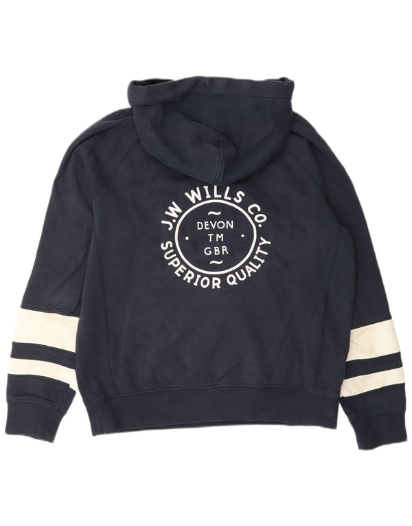 Jack Wills Grafisk hættetrøje til kvinder UK 12 Medium Navy Blue Colourblock