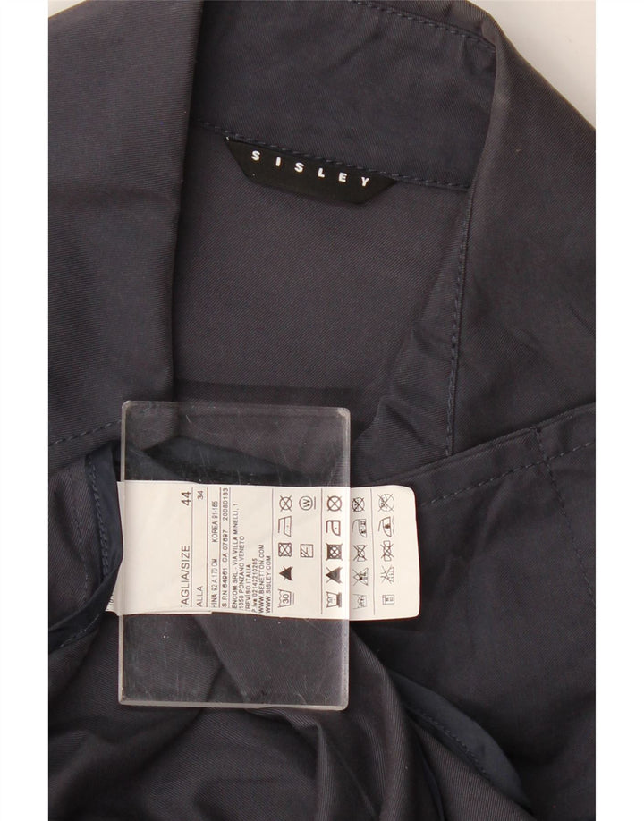 Sisley Trench Coat til kvinder IT 44 Mellem marineblå bomuld