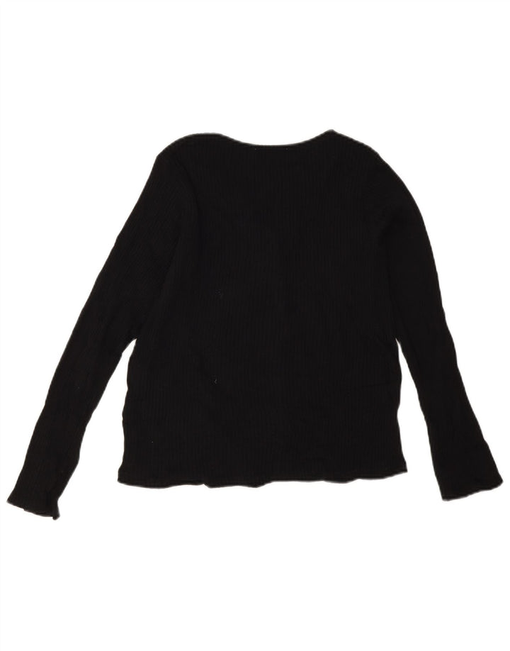 Zara Dame Crop Top Langærmet UK 12 Medium Sort