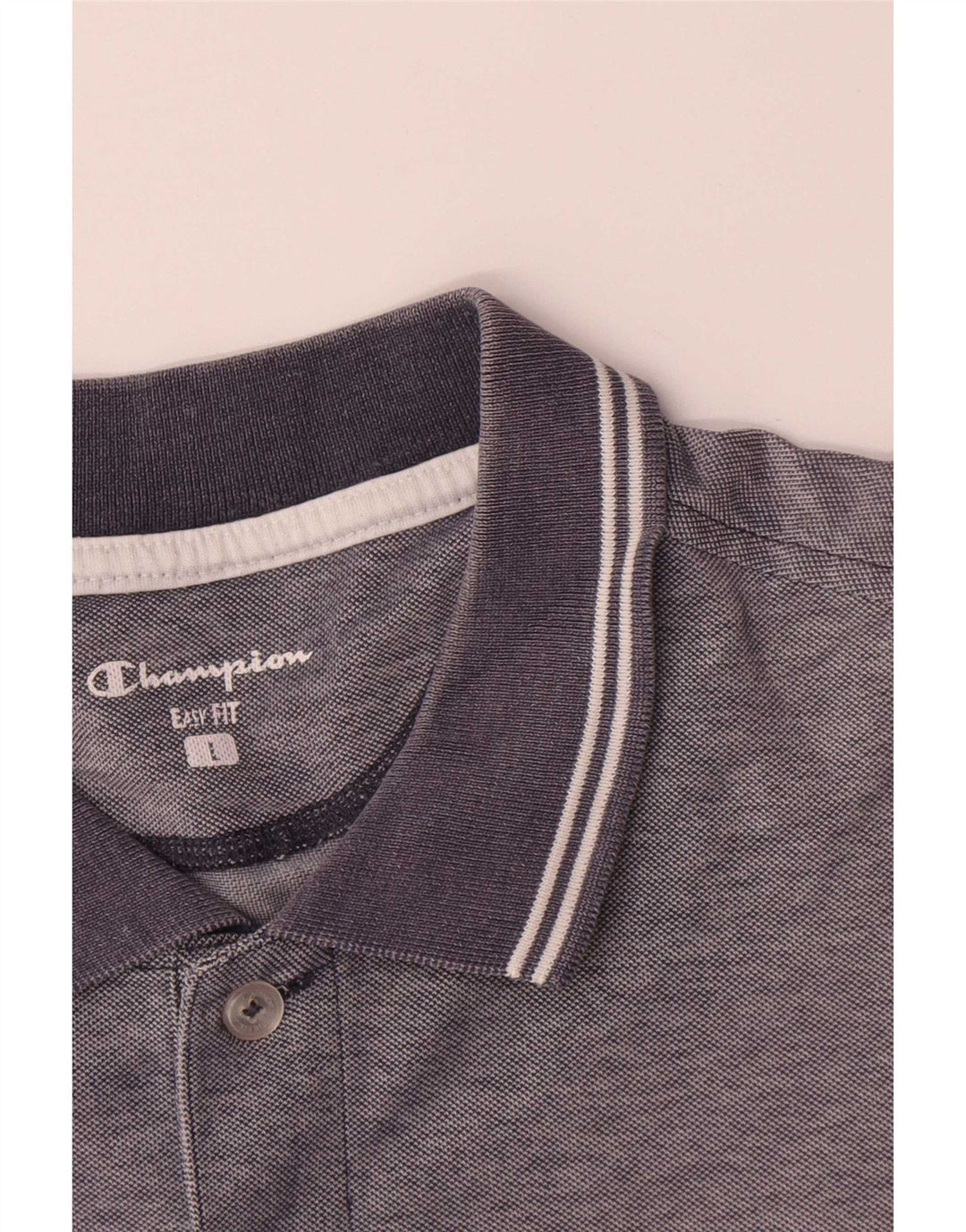 Champion Herre Easy Fit Polo Shirt Large Grå Stribet Polyester