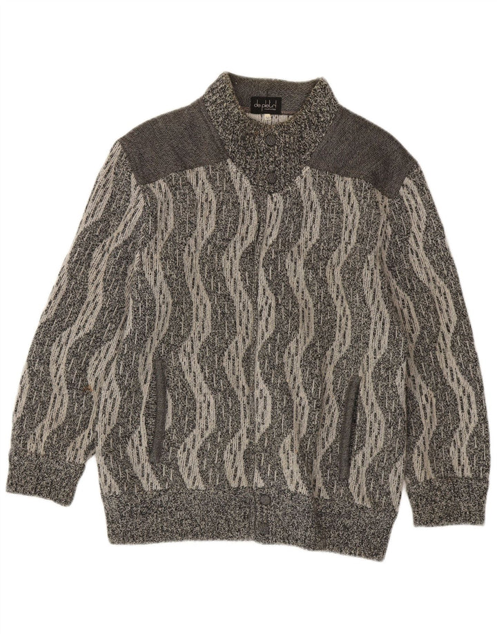 De Pletrl Herre Cardigan Sweater IT 50 Medium Grå Chevron Uld