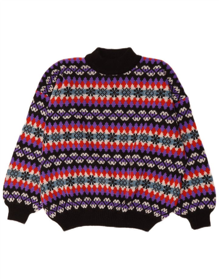 Vintage Herre Turtle Neck Jumper Sweater Large Multicolored Fair Isle