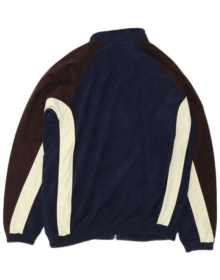 Asics Herre Velour Træningsdragt Top Jakke Stor Navy Blue Colourblock