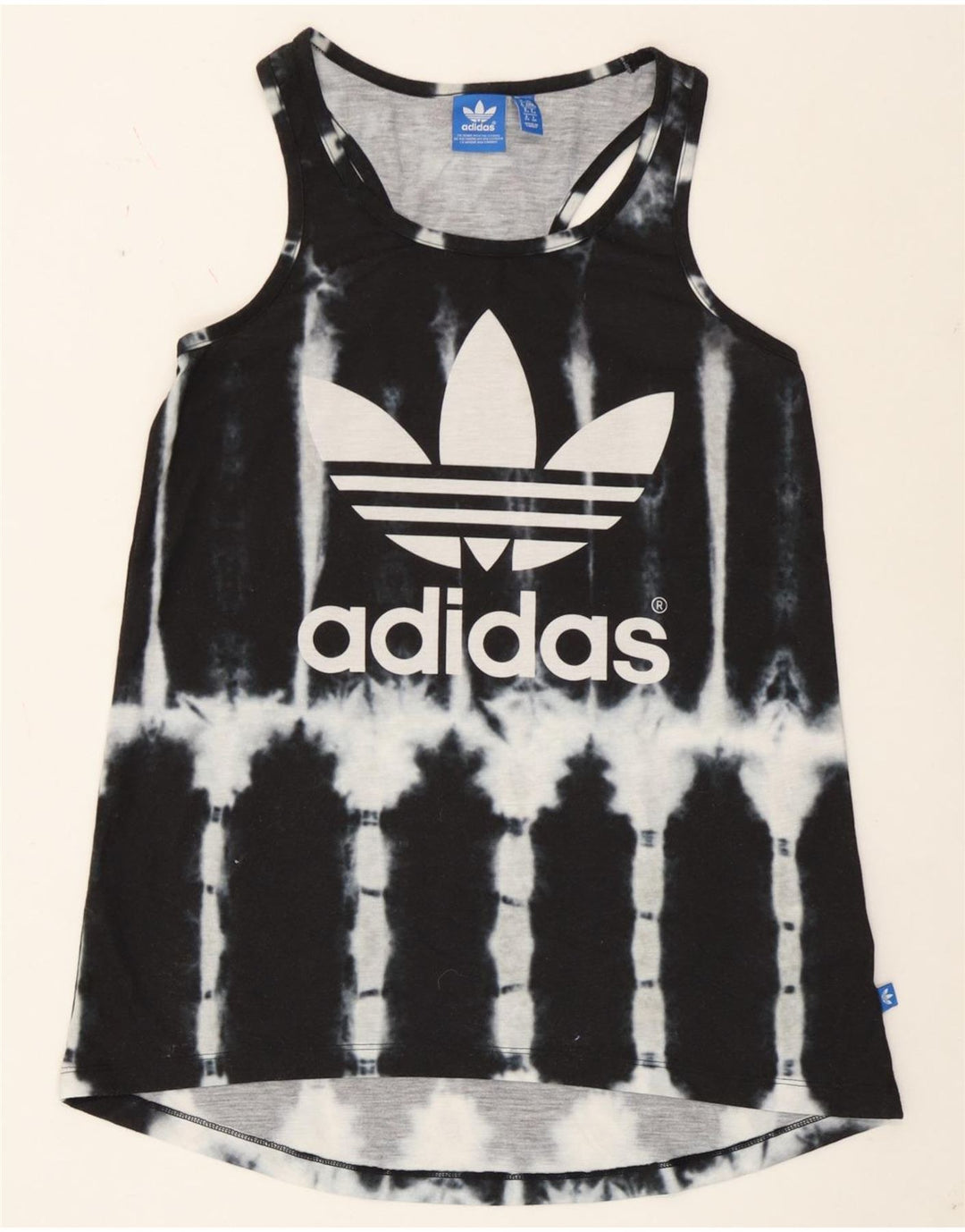 Adidas Dame Grafisk Vest Top UK 6 XS Black Tie Dye Polyester