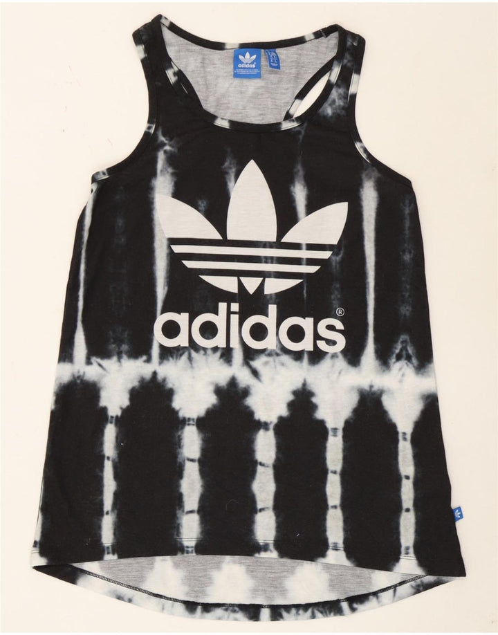 Adidas Dame Grafisk Vest Top UK 6 XS Black Tie Dye Polyester