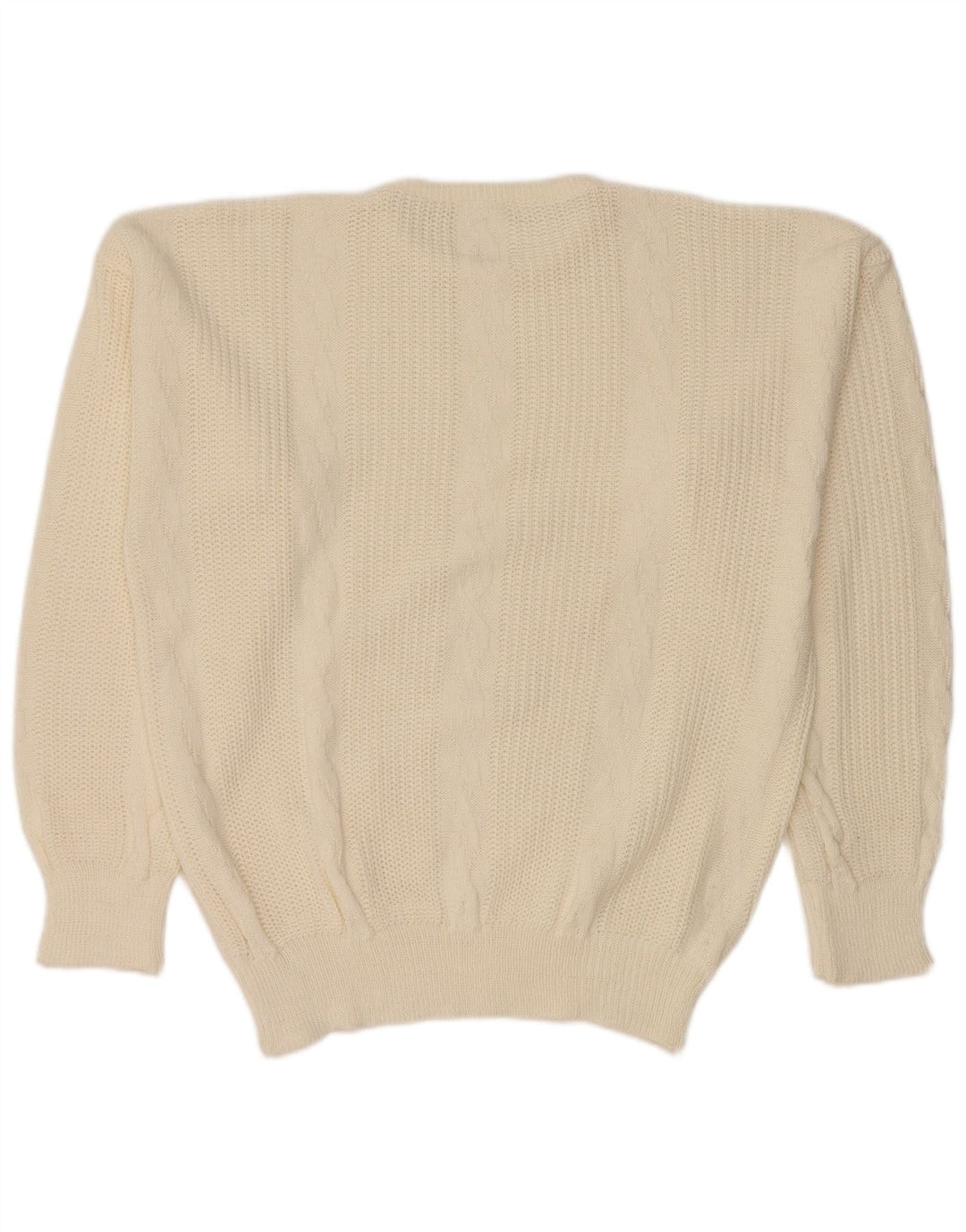 VINTAGE Herre Crew Neck sweater IT 52 Stor hvid akryl