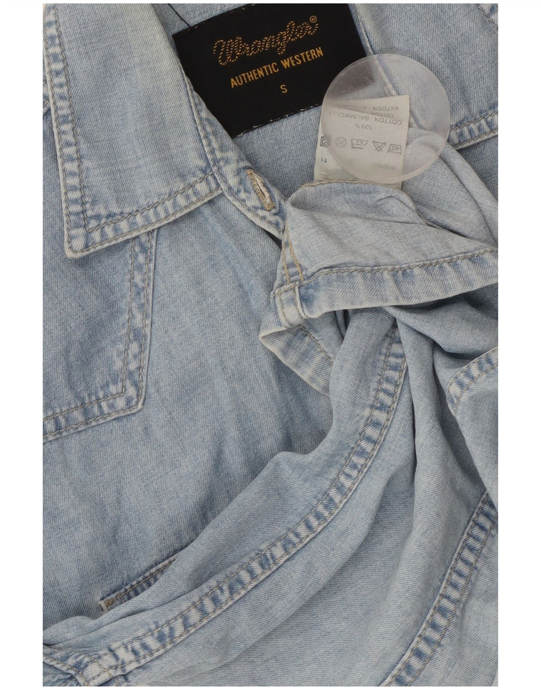 WRANGLER Kortærmet denimskjorte til kvinder UK 10 Small Blue Cotton