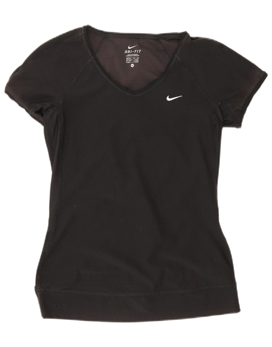 Nike Dame Dri Fit T-Shirt Top UK 12/14 Medium Sort Polyester