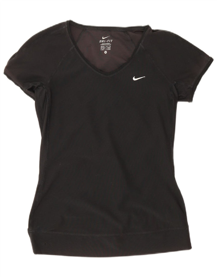 Nike Dame Dri Fit T-Shirt Top UK 12/14 Medium Sort Polyester