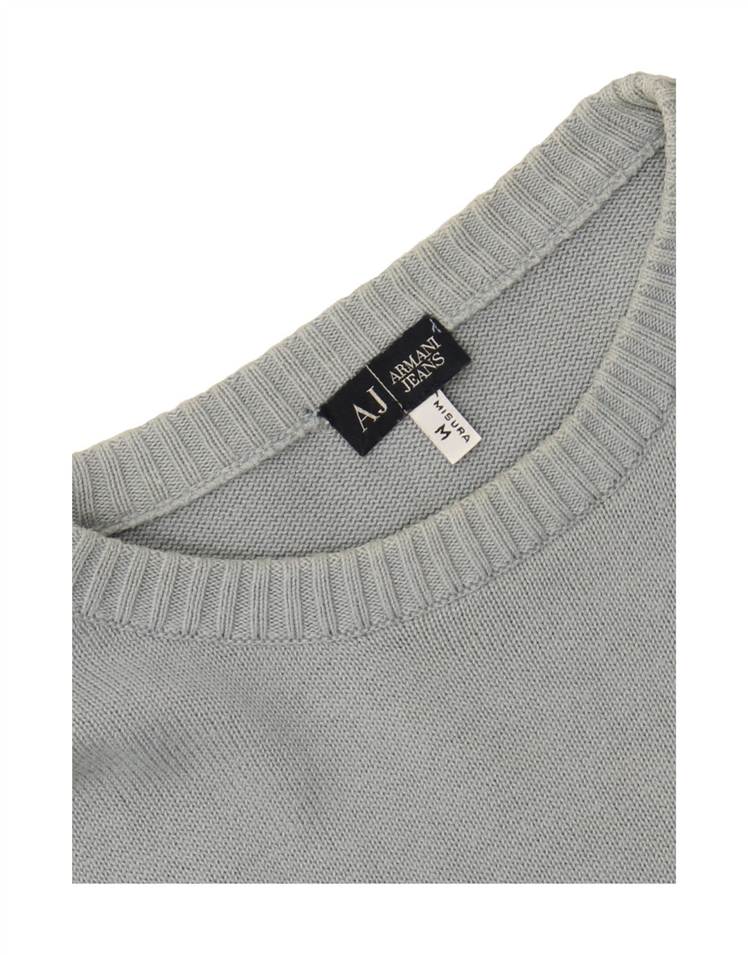 ARMANI JEANS Mens Crew Neck Jumper Sweater Medium Grey Cotton Vintage Armani Jeans and Second-Hand Armani Jeans from Messina Hembry 