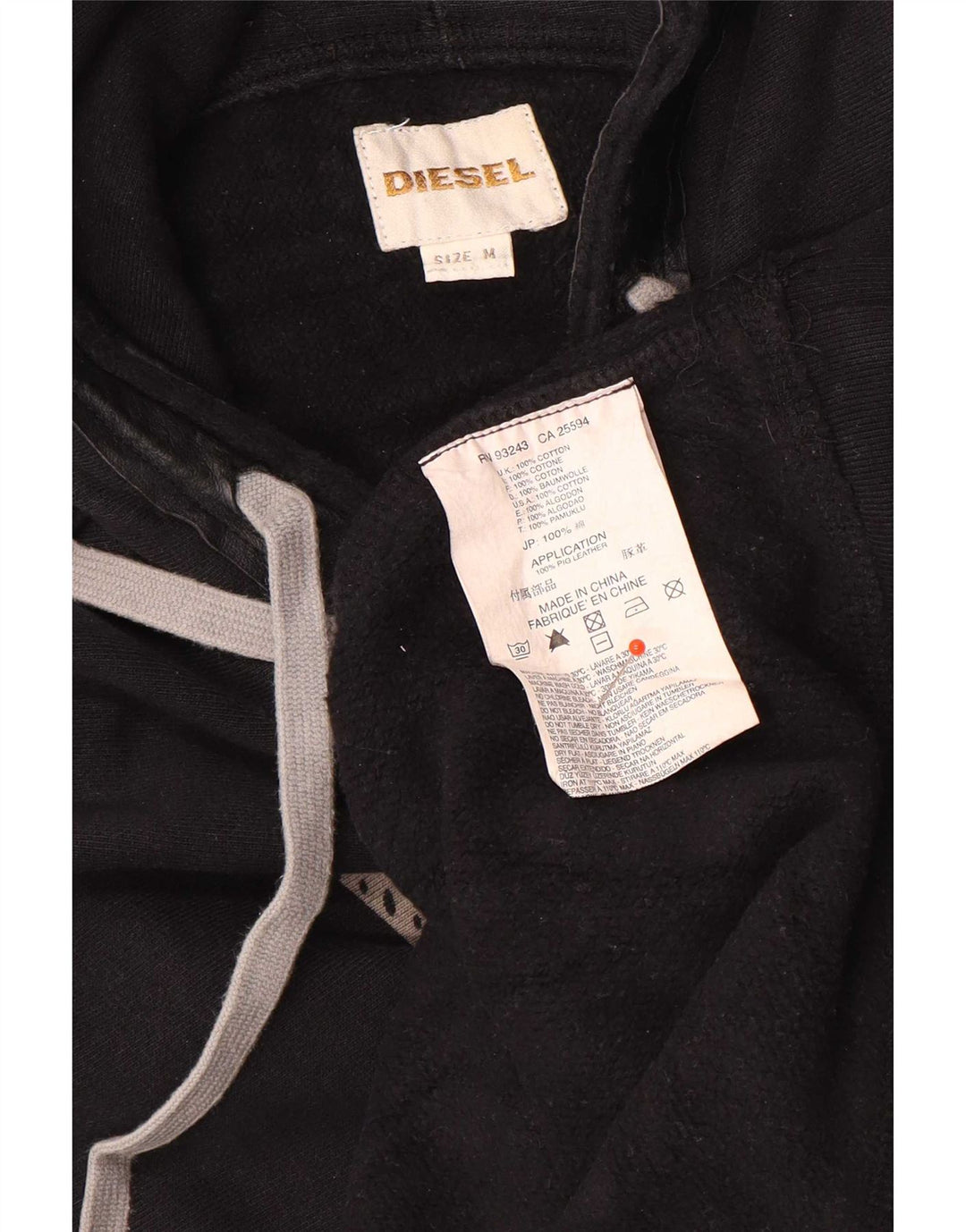 Diesel Herre grafisk hættetrøje Jumper Medium Sort Bomuld