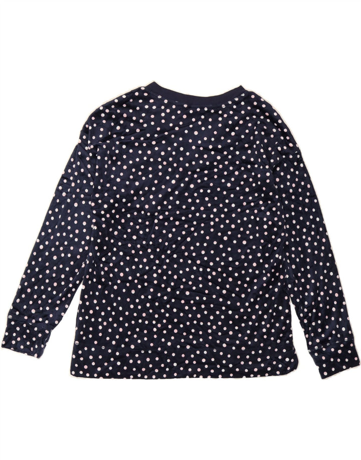 NAUTICA Womens Velour Sweatshirt Jumper UK 14 Medium Navy Blue Polka Dot Vintage Nautica and Second-Hand Nautica from Messina Hembry 