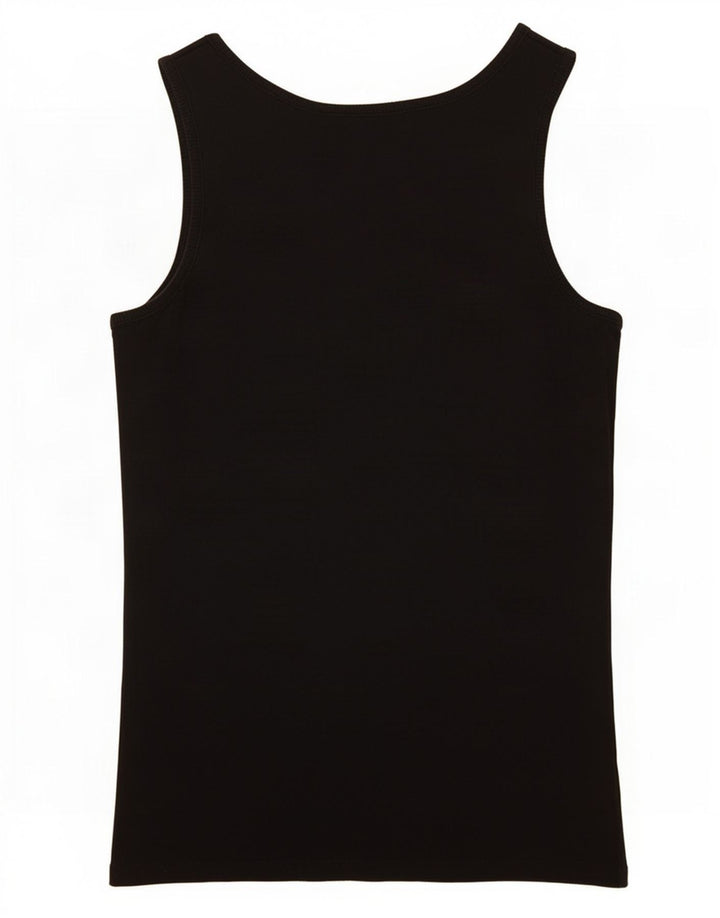 Guess Kvinders Grafisk Vest Top UK 12 Medium Sort Bomuld