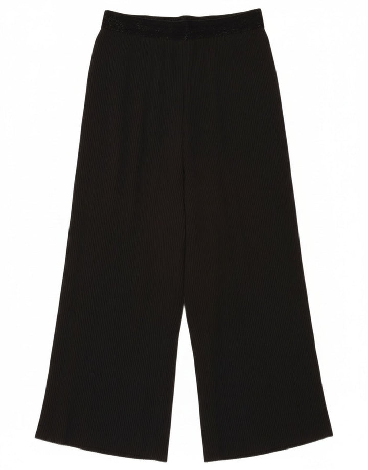 Zara Womens Flare Plisserede Casual Bukser Små W27 L23 Sort Polyester